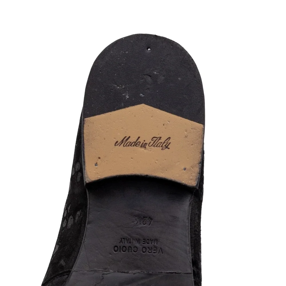 Bagatto Black Snake Print Suede Slip On Dress Shoes Mens US 9.5 UK 8.5 EU 42.5 M
